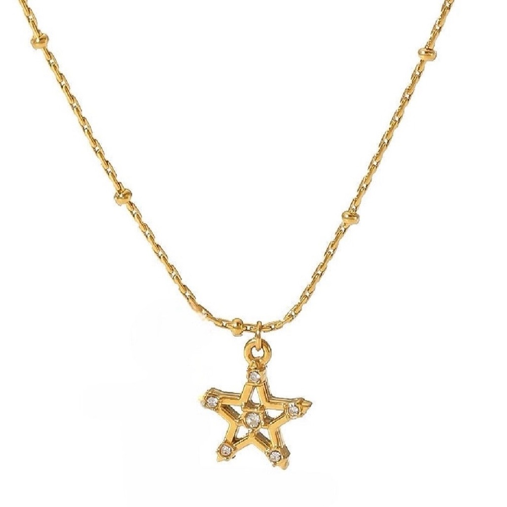 Gold Star Pendant Necklace, Stainless Steel